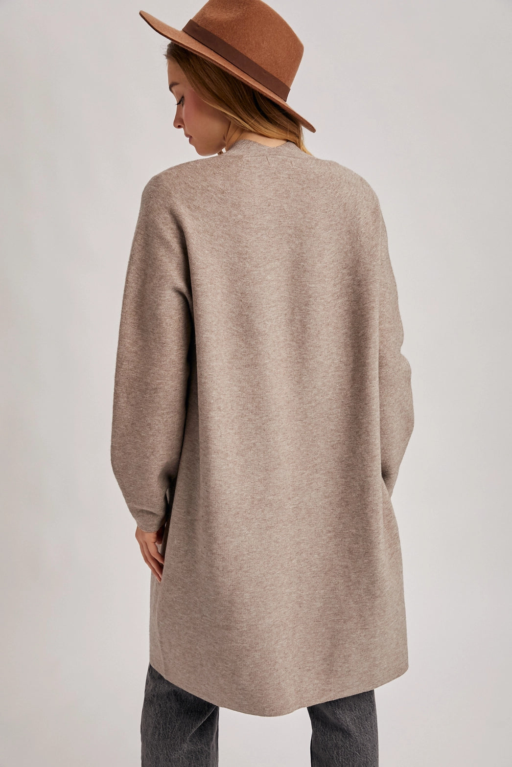 Open Front Knit Sweater Cardigan Latte Small