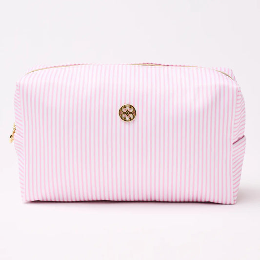 Mary Square Let's Face It Makeup Bag - Pink stripe