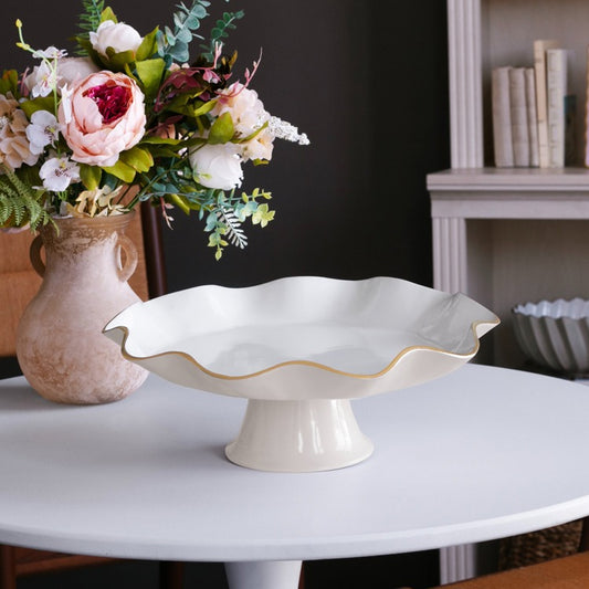 Beatriz Ball Encanto Carola Pedestal Cake Plate Cream and White