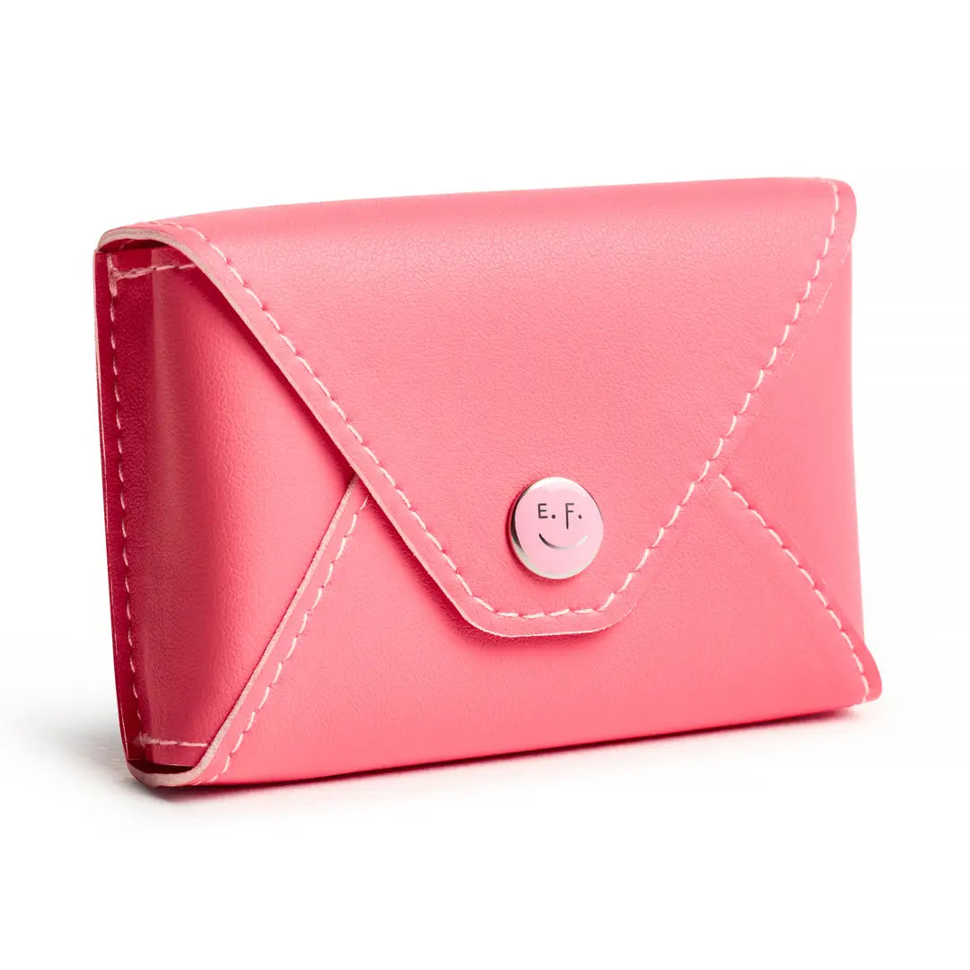 Pink wallet designed to hold note cards