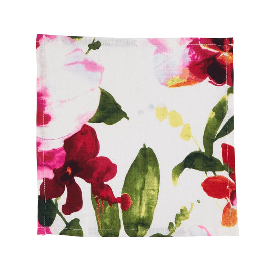 Saro Floral Design Cocktail Napkin