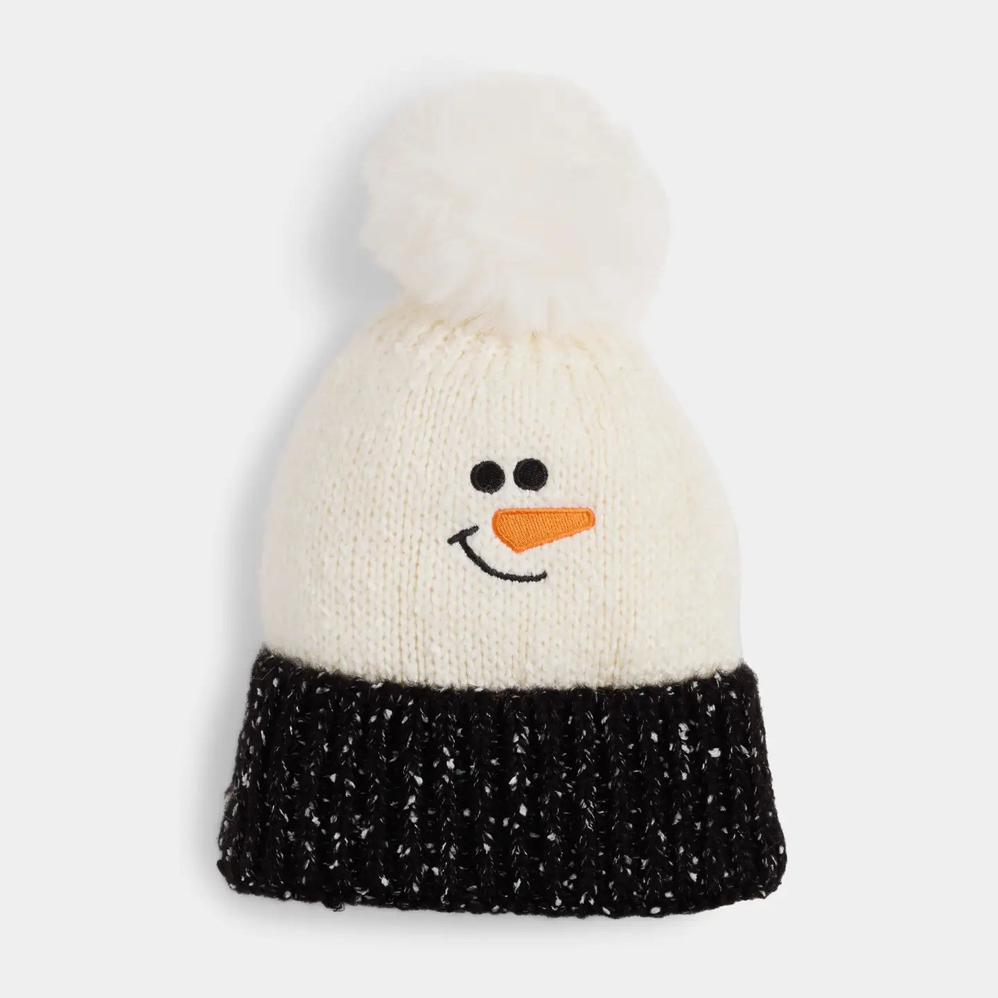 Marled Snowman Knit Hat Winter White