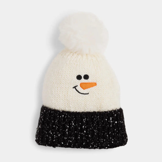 Marled Snowman Knit Hat Winter White