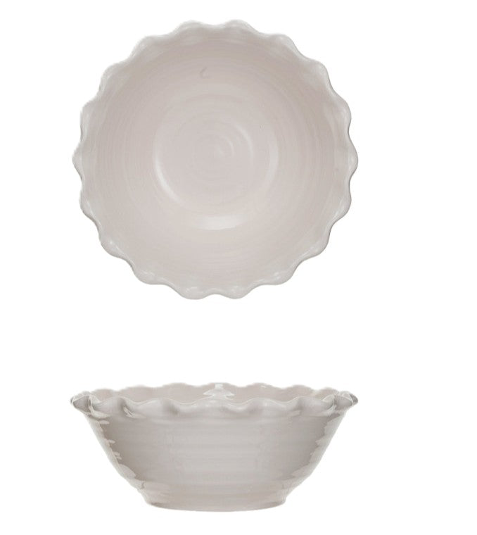 Stoneware Bowl with Scalloped Edge