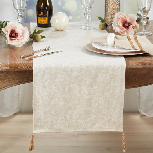Saro Mixed Linen Jacquard Runner