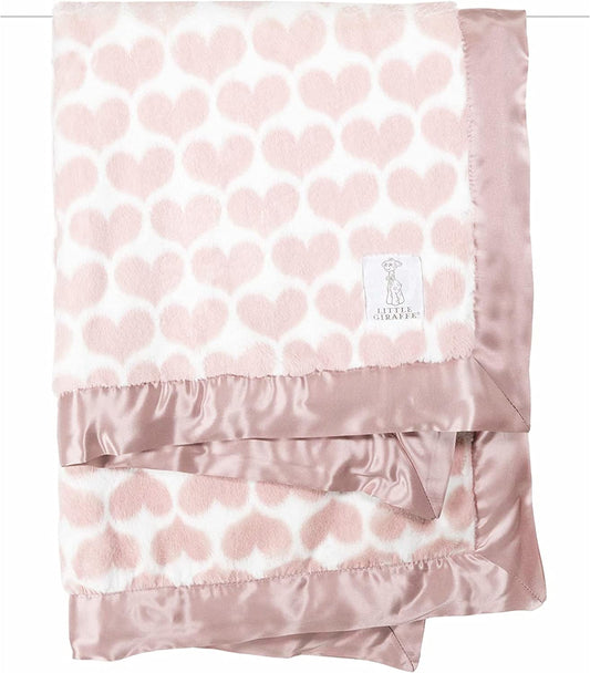 Little Giraffe Luxe Heart Blanket Dusty Pink