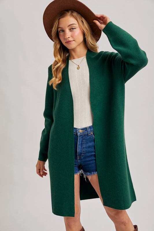 Hunter Green Open Front Cardigan M/L