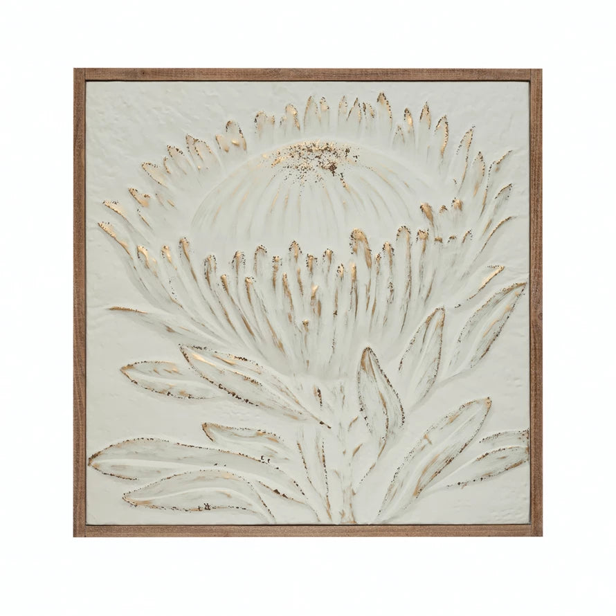 Wood Framed Metal Wall Decor