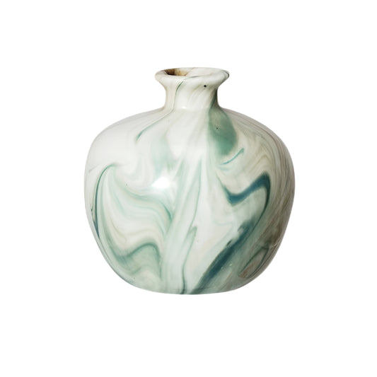 Round Stoneware Vase with Marbled Design