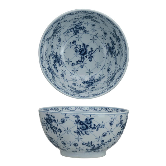 Porcelain Bowl with Botanicals & Crackle Glaze
