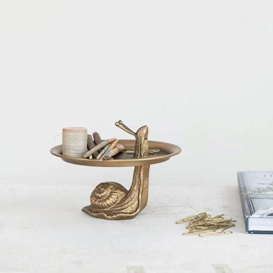 Metal Tray w/Snail Shaped Stand