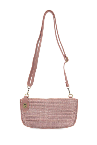 Joy Susan Straw Mini Crossbody Wristlet Clutch Pink