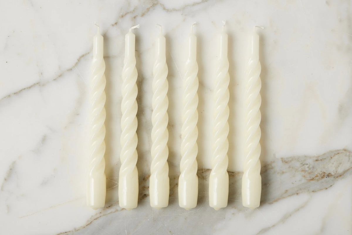 Cream Twisted Taper Candles Set of 6