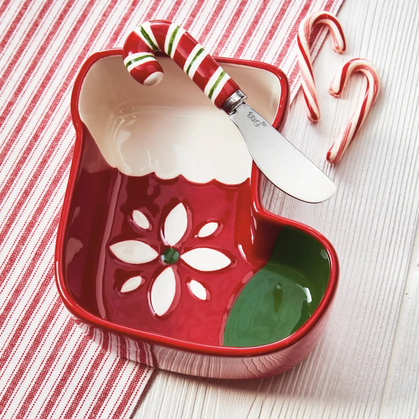 Christmas Stocking Bowl & Candy Cane Spreader