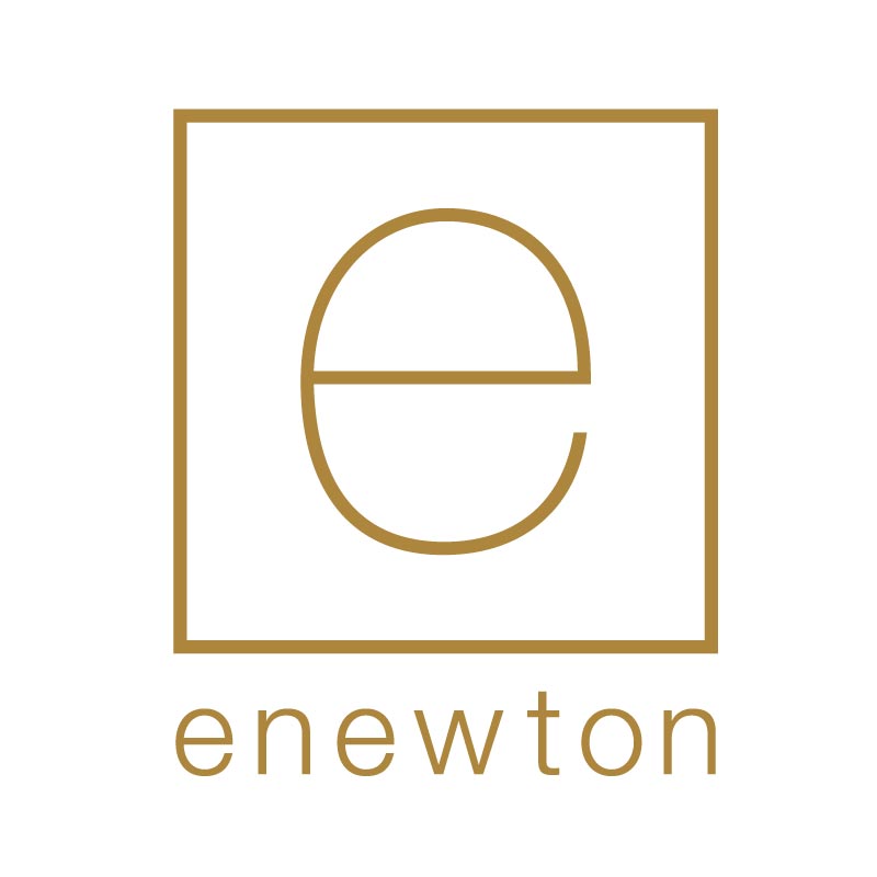 Gold enewton logo with the letter 'e' and the word 'enewton' on a white background sold at The Little Exchange
