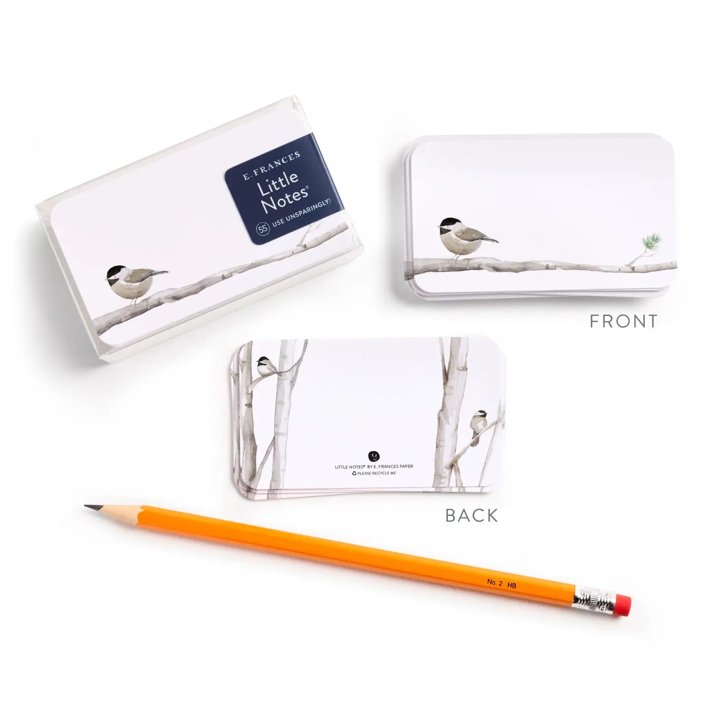 Notecard set with bird design on a white background