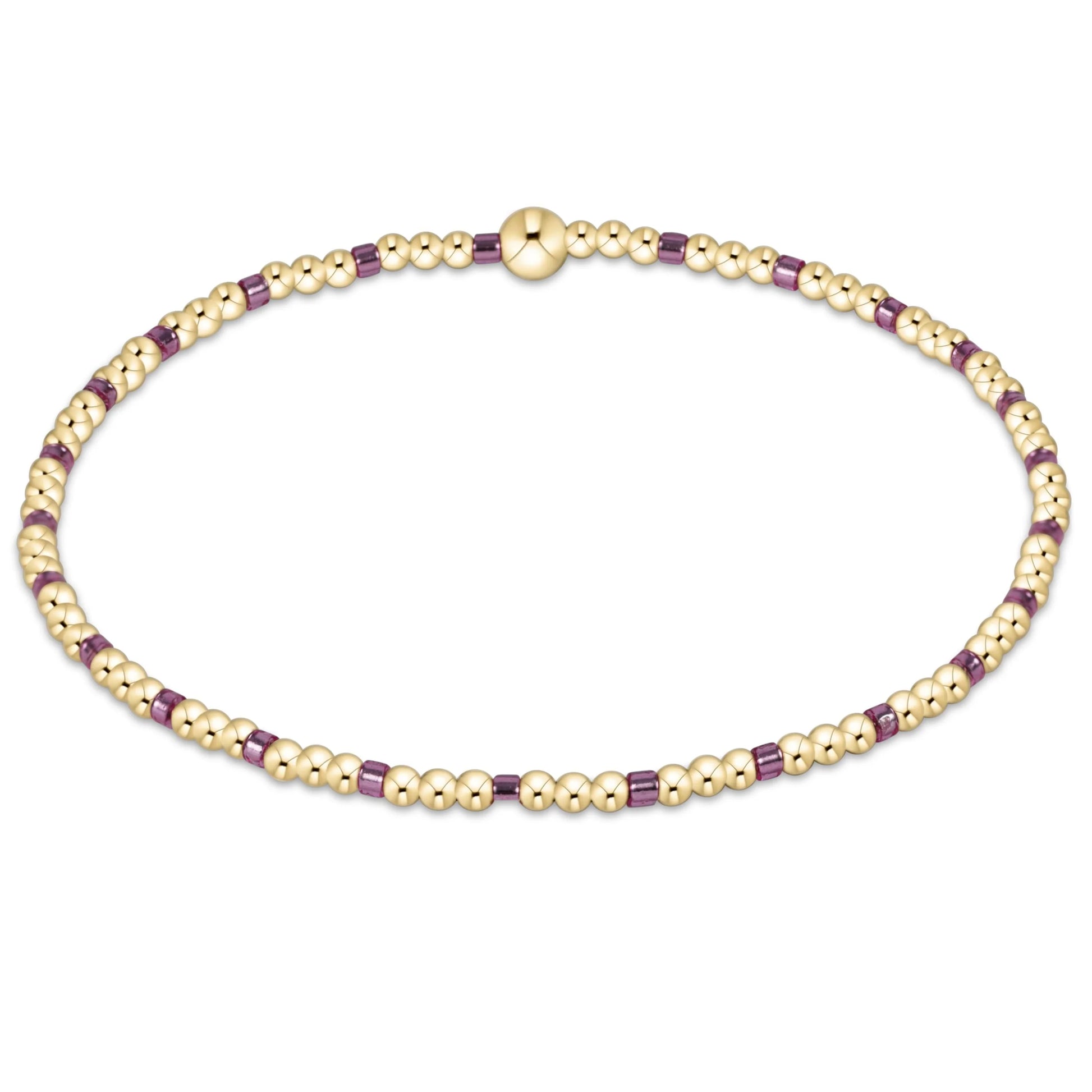 egirl hope sincerity pattern 2mm bead bracelet - pink metallic and gold plated beads by enewton