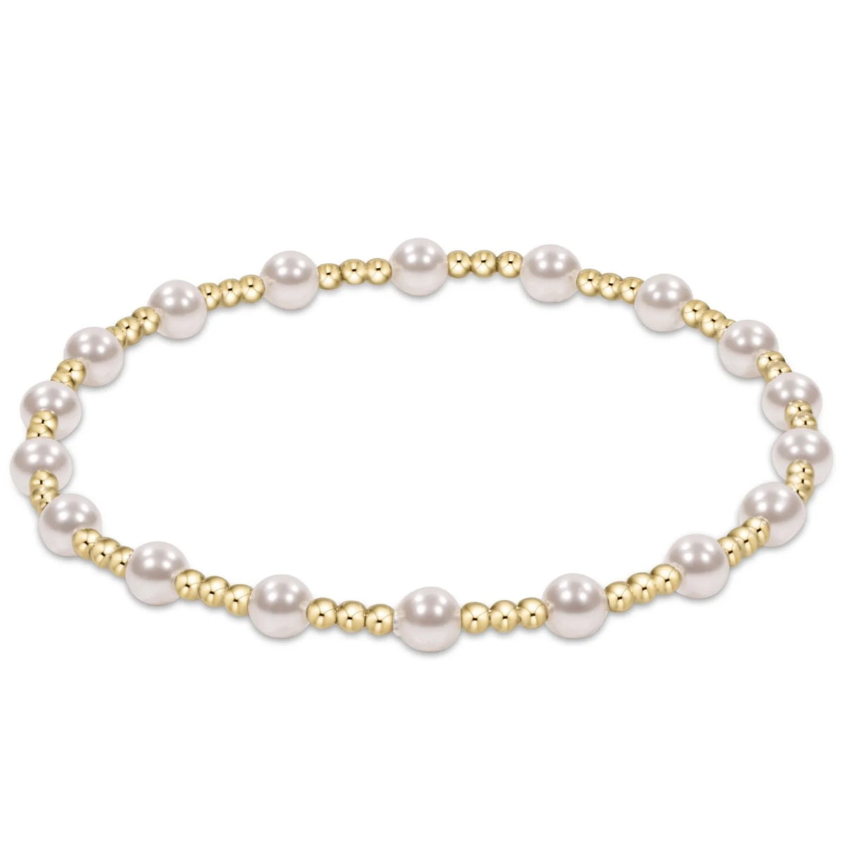 enewton Sincerity Bracelet - 4mm Pearl and 2mm Gold Beads