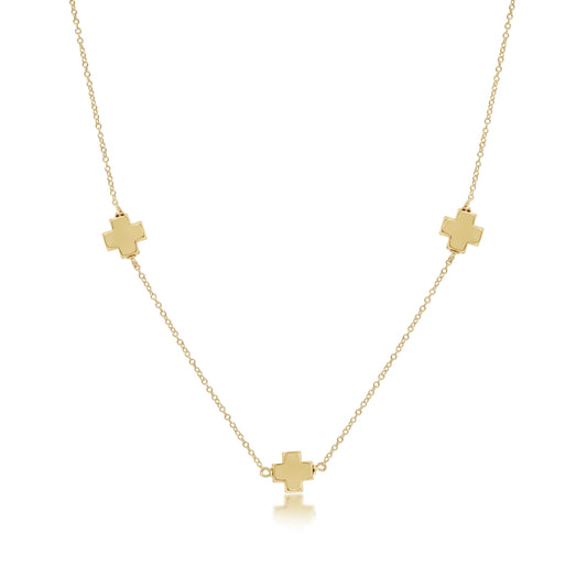 enewton Simplicity Necklace with Signature Cross - 15" Gold Chain and Cross