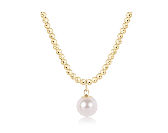 enewton Classic Necklace with Charm - 17" 3MM Gold Beads with 10MM Pearl Charm