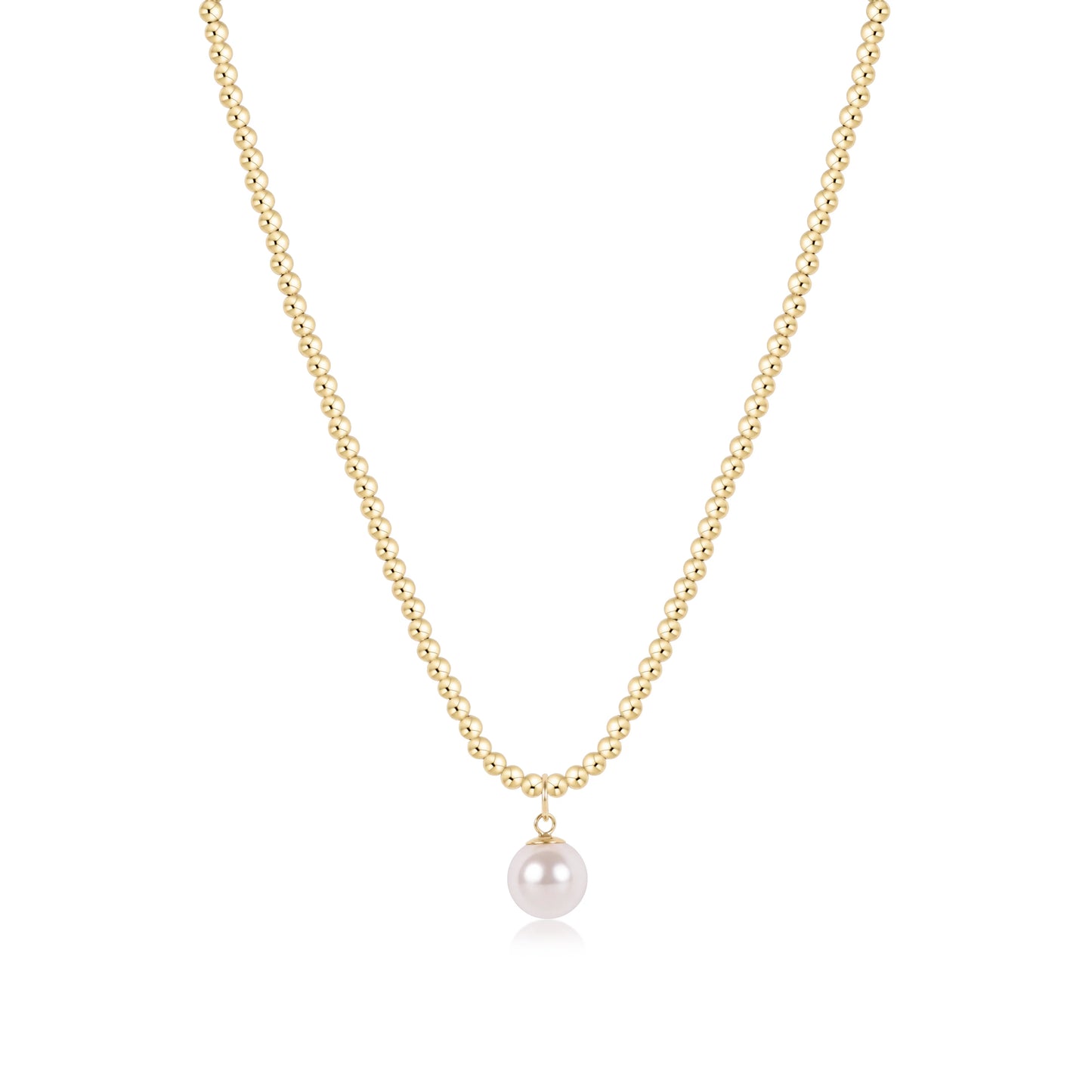 enewton Classic Necklace with Charm - 17" 3MM Gold Beads with 10MM Pearl Charm