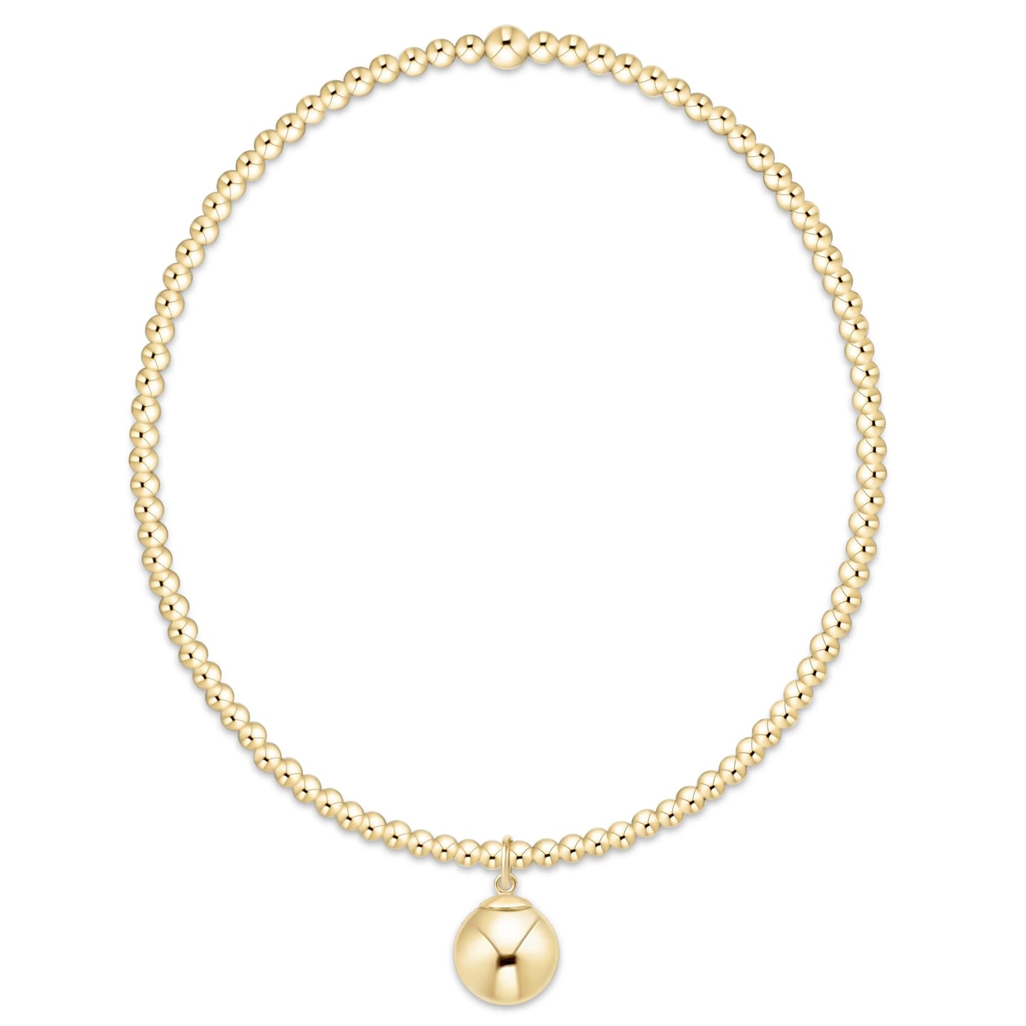 enewton classic 2mm Gold beaded bracelet with a round 8mm gold pendant on a white background