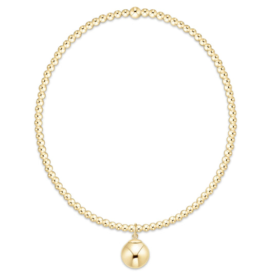 enewton classic 2mm Gold beaded bracelet with a round 8mm gold pendant on a white background