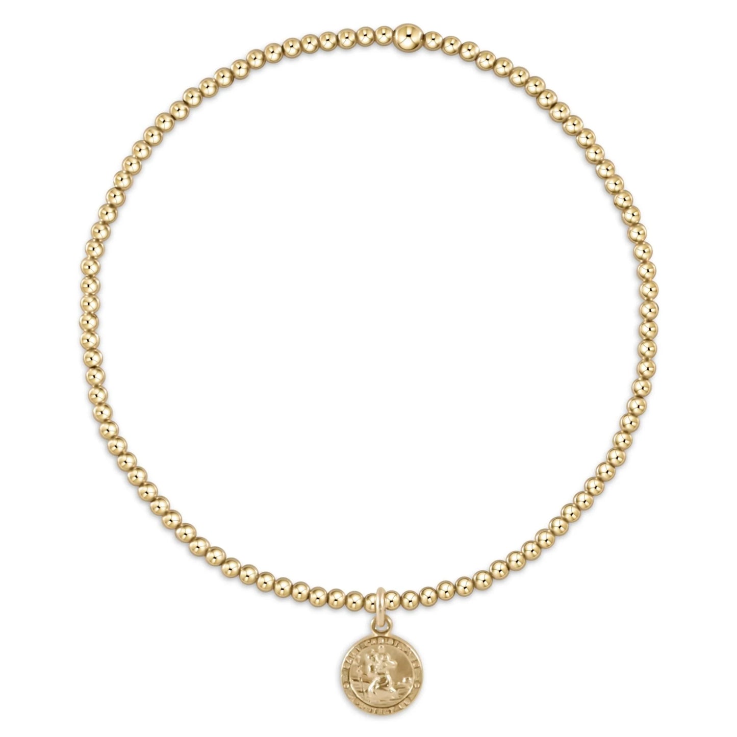 Gold beaded enewton Classic Gold 2MM Bracelet - Protection Small Gold Disc pendant necklace 