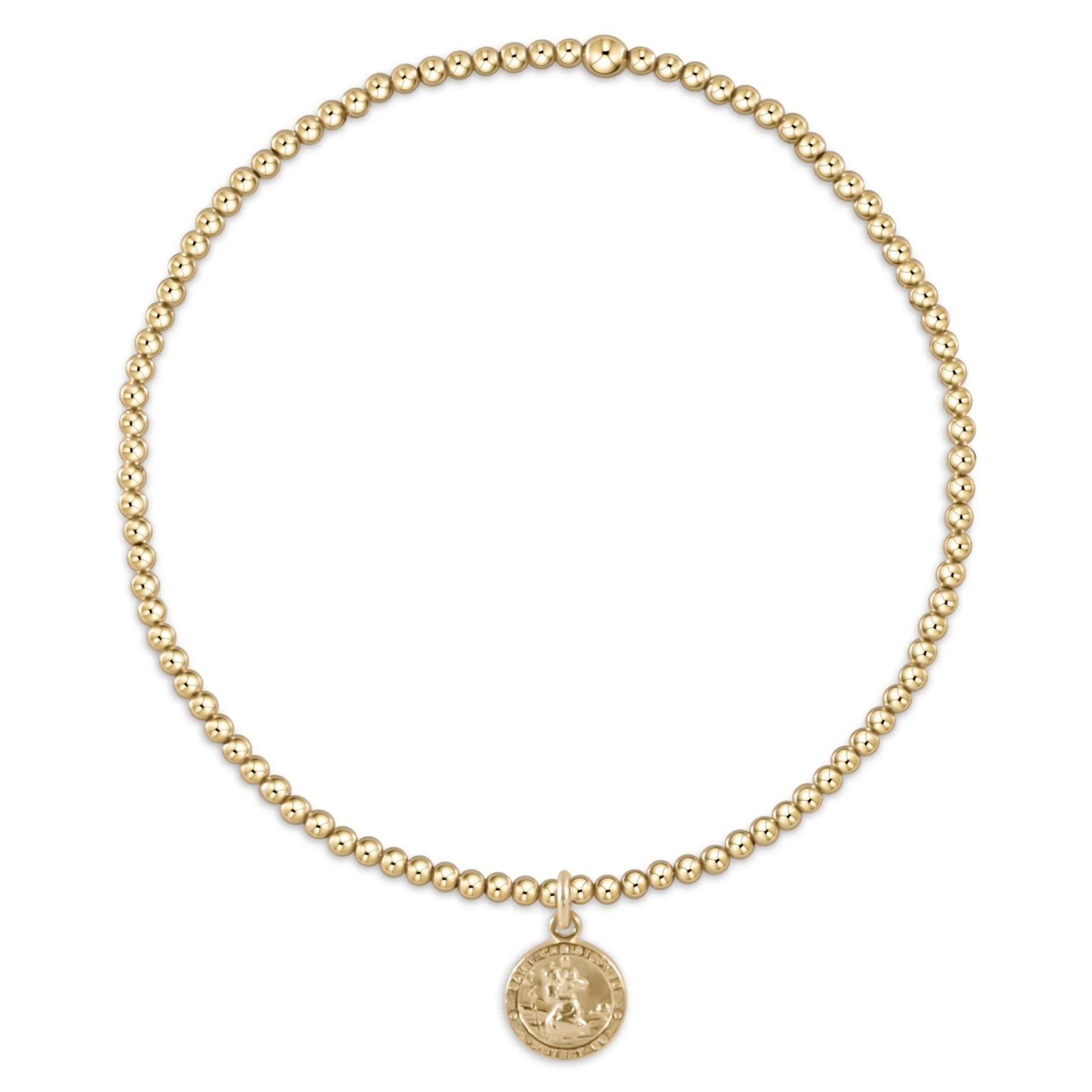 Gold beaded enewton Classic Gold 2MM Bracelet - Protection Small Gold Disc pendant necklace 