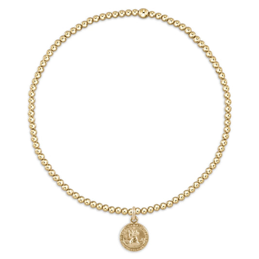 Gold beaded enewton Classic Gold 2MM Bracelet - Protection Small Gold Disc pendant necklace 