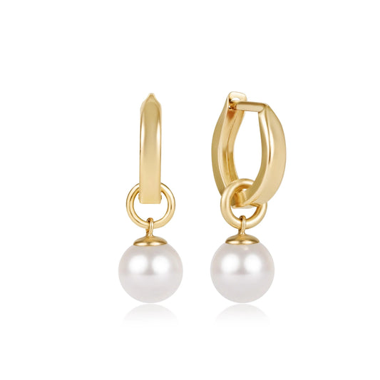 enewton Classic 0.5" Hoop Earrings - Huggie with 8mm Pearl Charm EHUGG05HCLPE8