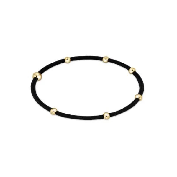 enewton "E"ssentials onyx bracelet and hair tie with gold beads