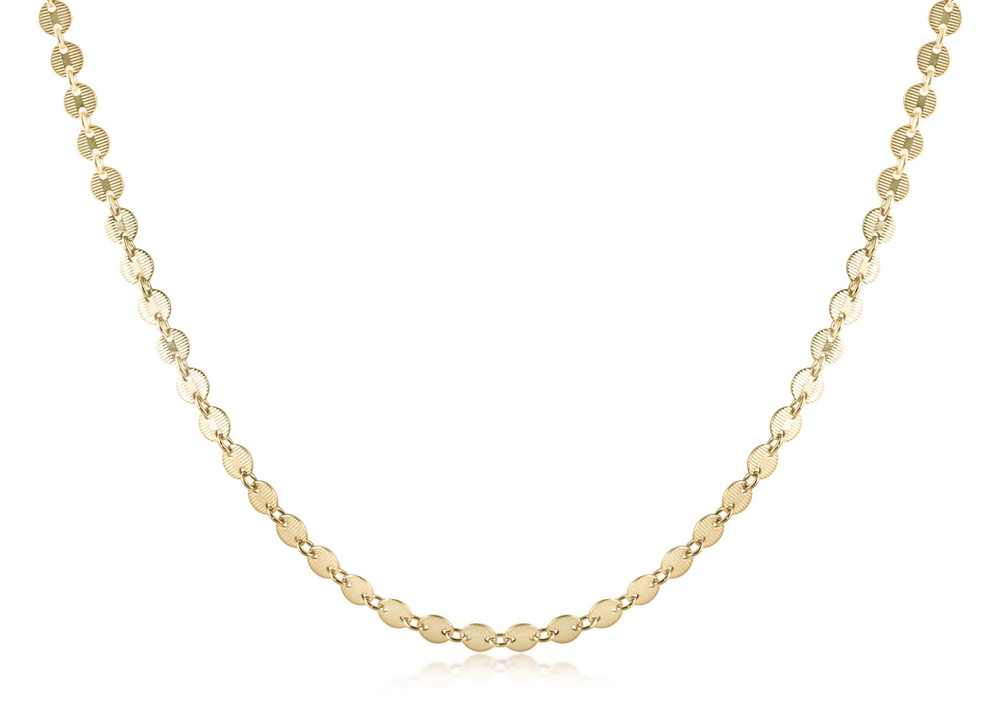 eNewton Infinity Chic Necklace - 17" Gold Chain Choker with flat ribbed beads