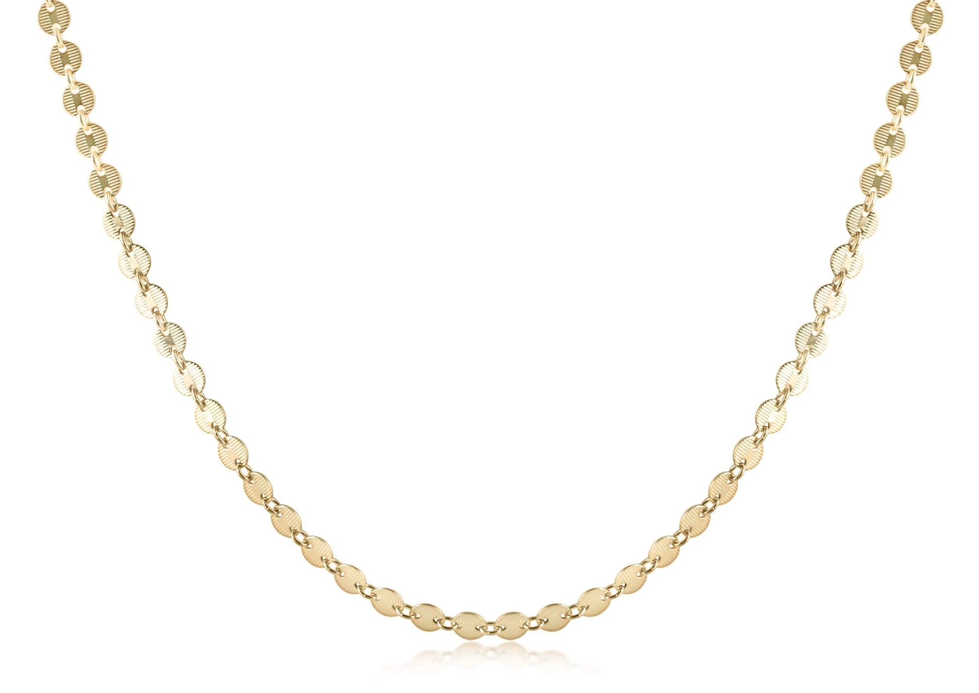 eNewton Infinity Chic Necklace - 17" Gold Chain Choker with flat ribbed beads