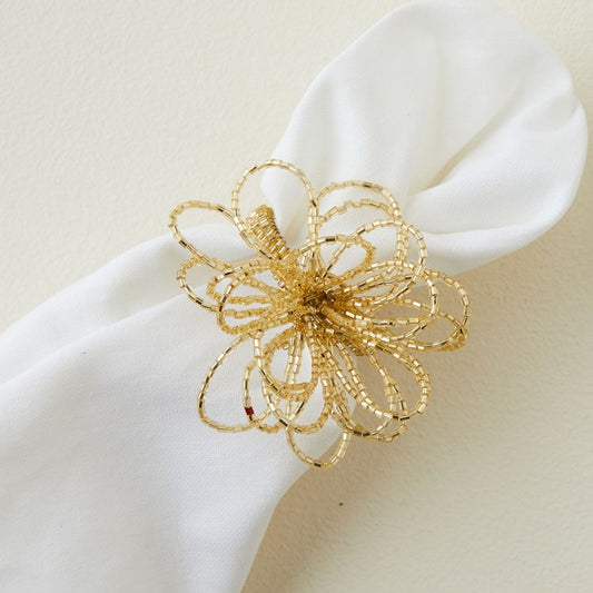 Gold Beaded Flower Napkin Ring