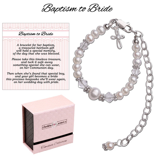 Baptism to Bride Sterling Silver Cross Bracelet