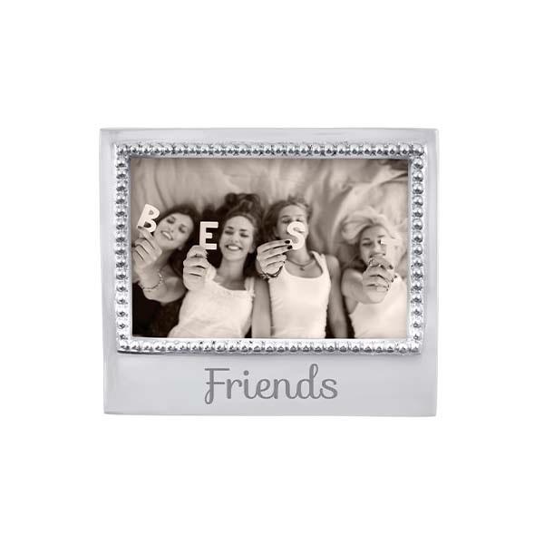 Decorative aluminum alloy photo frame with ' Friends' text  and beaded border