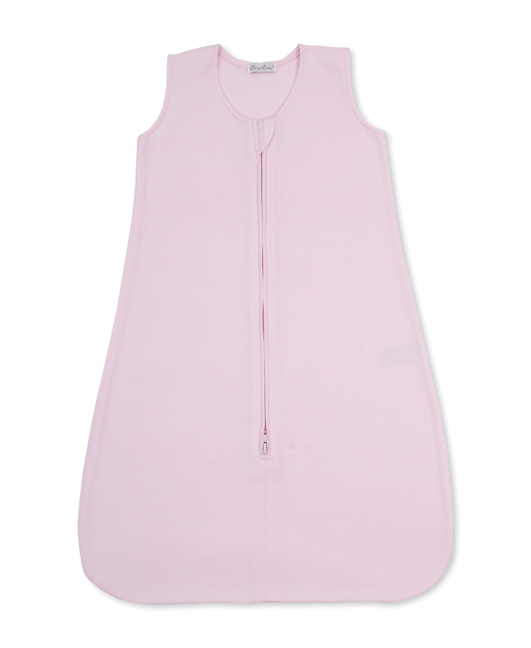 pink jacquard wearable sleep blanket with a zipper at the bottom