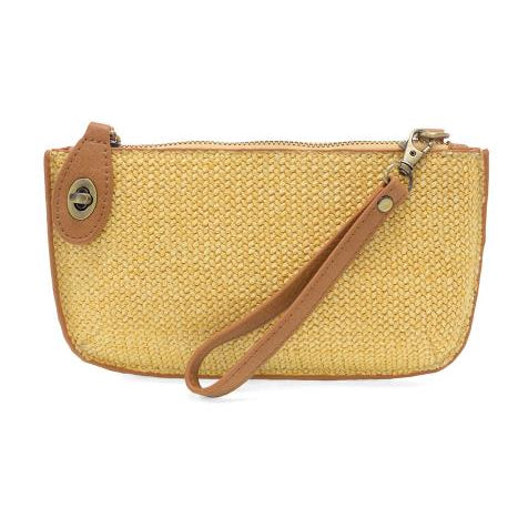 Joy Susan Straw Mini Crossbody Wristlet Clutch Yellow