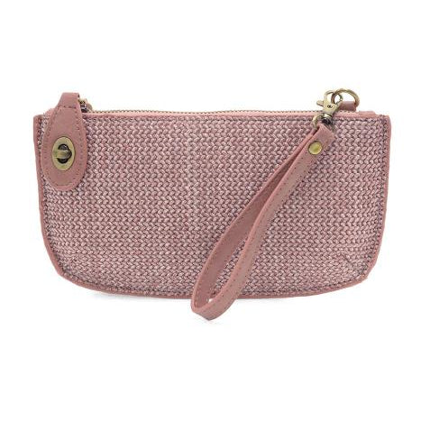 Joy Susan Straw Mini Crossbody Wristlet Clutch Pink