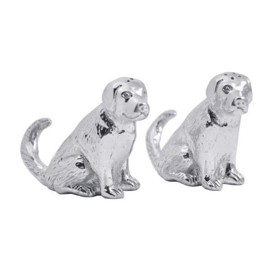 silver labrador salt and pepper shaker set