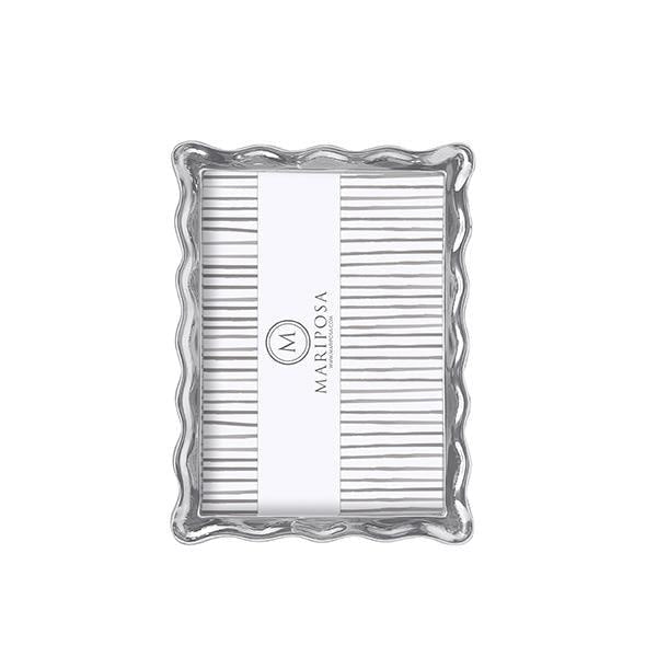 A silver-colored, wavy 5x7 picture frame with the 'Mariposa' brand logo in the center.