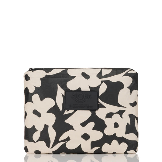Aloha Collection Fall Flowers Mid Pouch Black on Sandstone