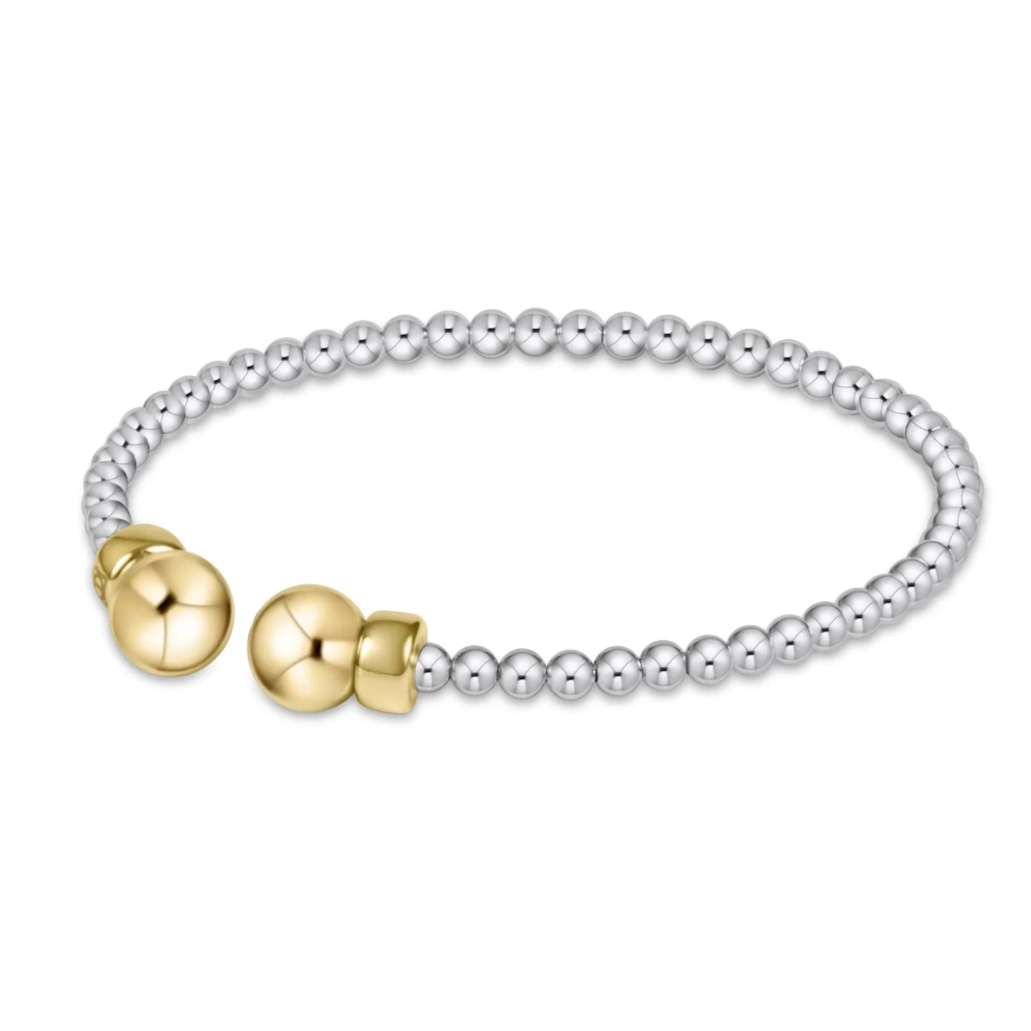 eNewton Classic Sterling Mixed Metal 3mm Bead Cuff Gold