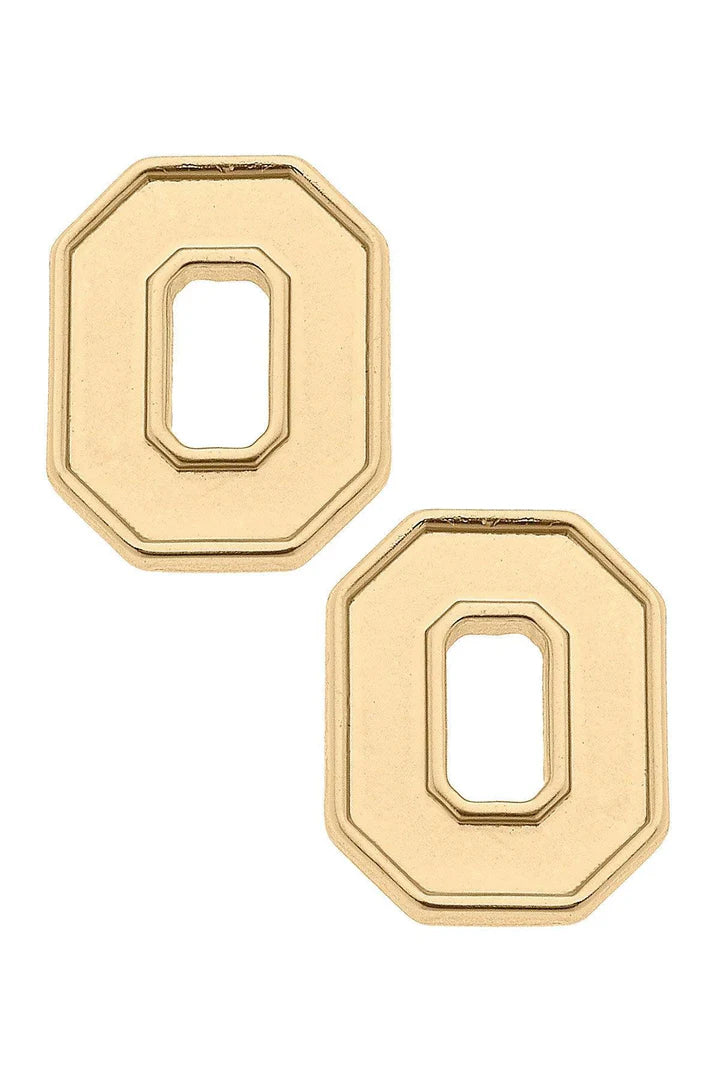 Ohio state buckeyes signature o gold plated stud earrings osu