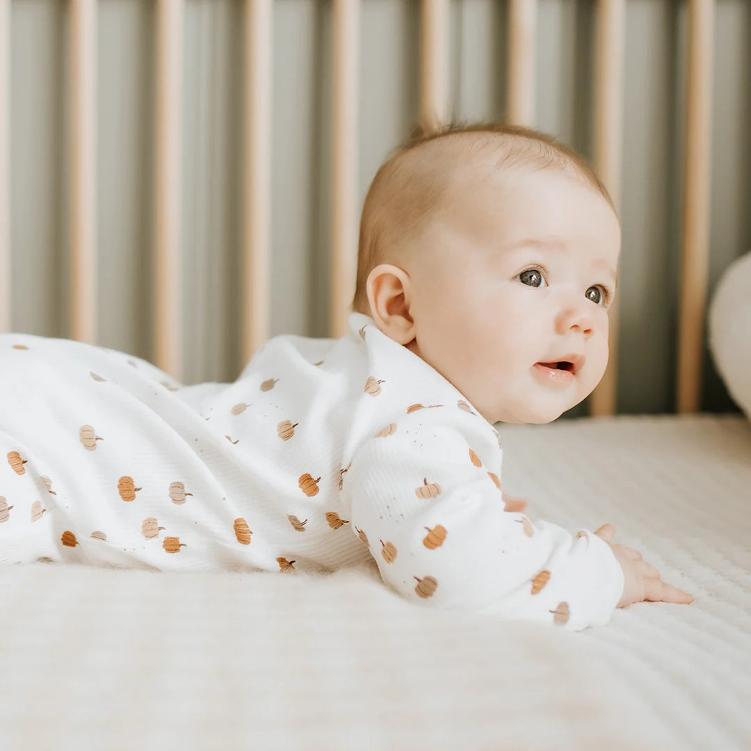 Petit Lem Pumpkin Footed Knit Sleeper