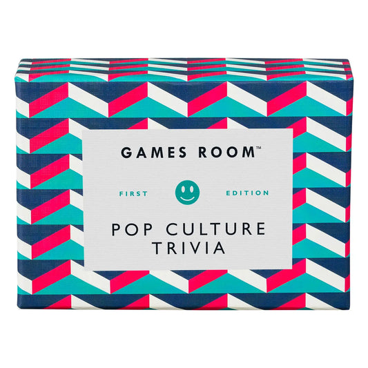 Box of Games Room Pop Culture Trivia with geometric pattern