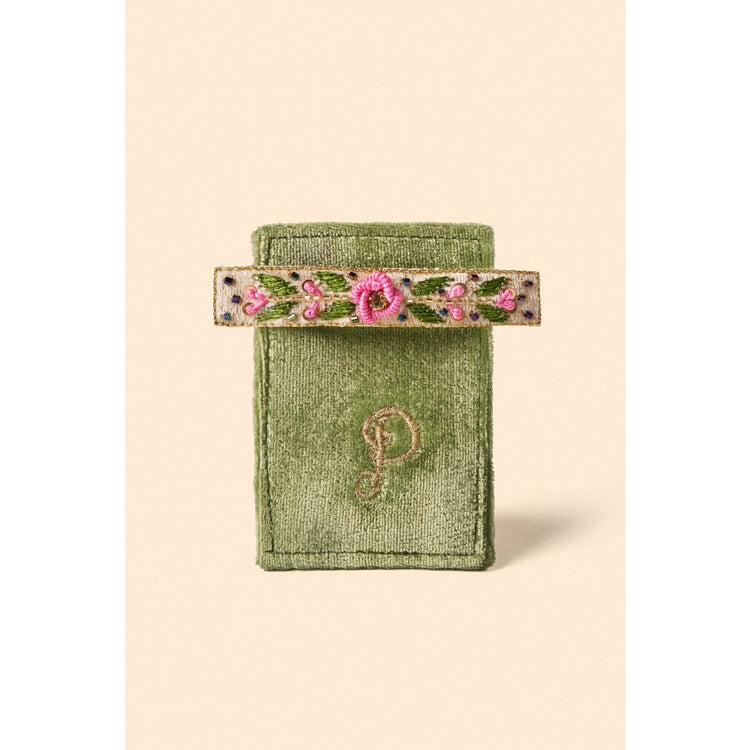 Mint floral vine barette