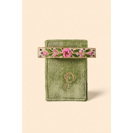 Mint floral vine barette