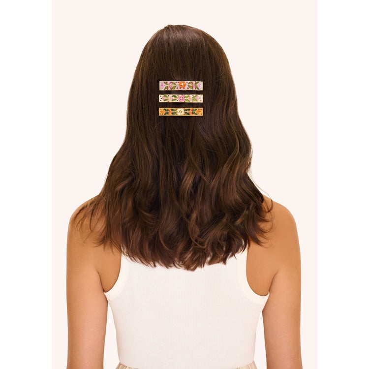 Mint floral vine barette